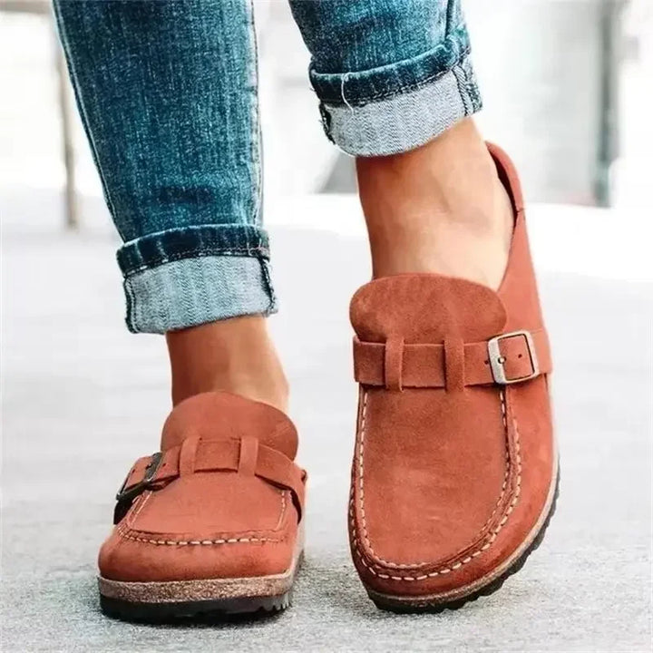 Women’s Retro Buckle Flat Mules