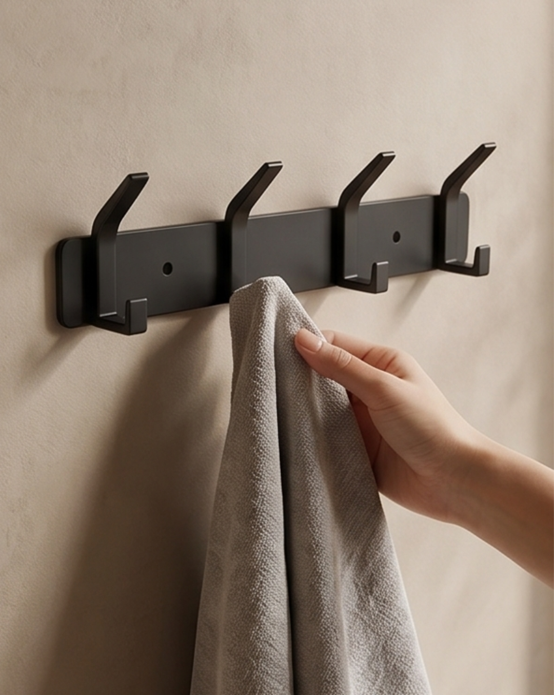 Aluminium Wall Hooks – 3, 4, 5 or 6 Hooks | Bathroom Towel Rail