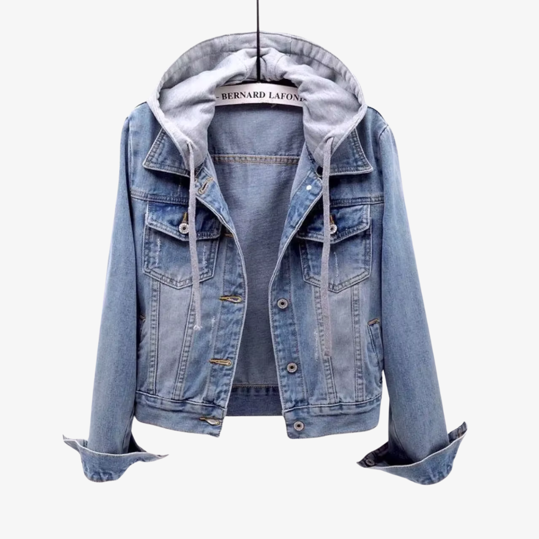 Stylish Cropped Denim Jacket with Hood for Women