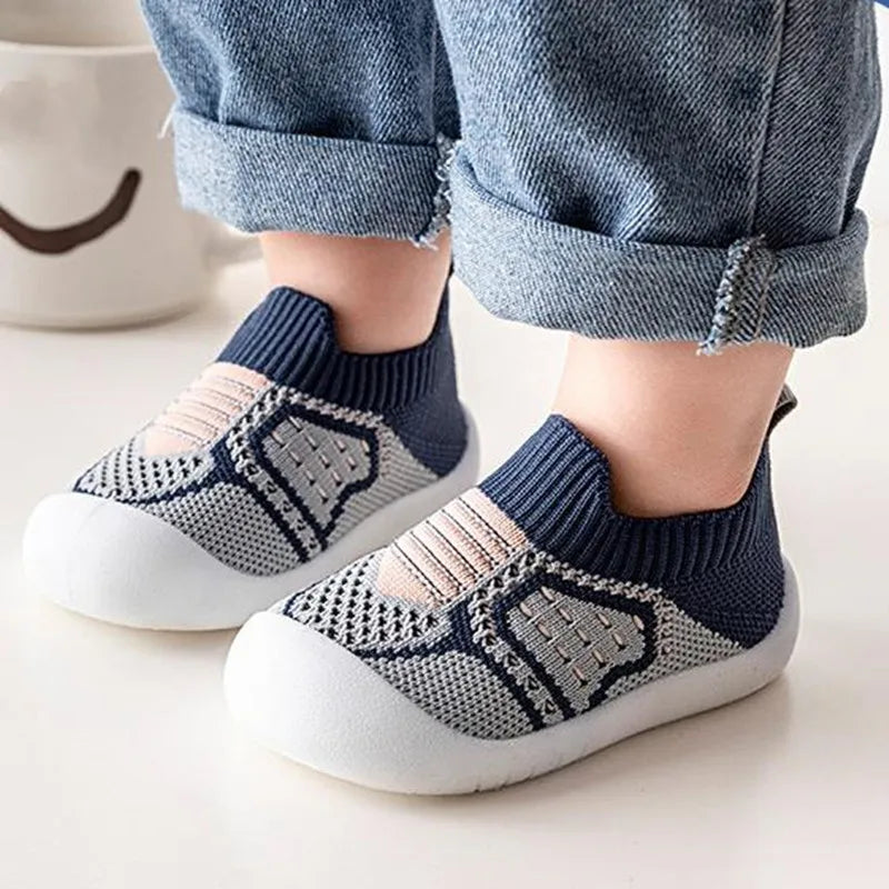 Baby Shoes with Snug Elastic Fit, Non-Slip Soles, Breathable Mesh, Ages 0-4