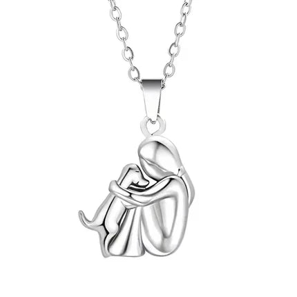 "Forever in Your Heart" Dog Hug Pendant Necklace