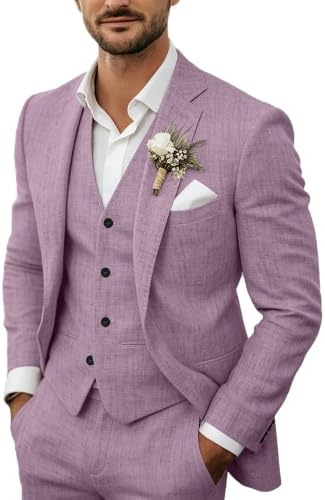 Men's 3-Piece Linen Suit - Tailored Summer Set for Weddings