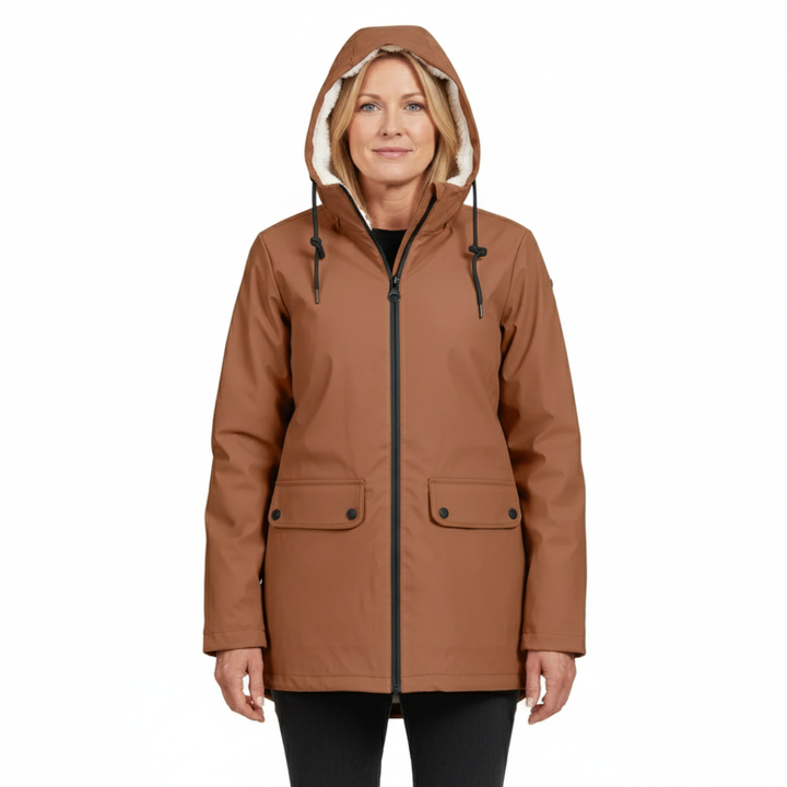 Waterproof Women's Coat – Fleece-Lined – with Hood