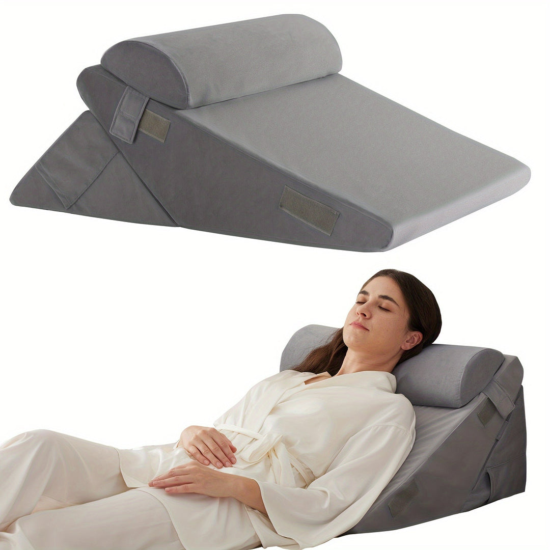 RelaxPlus Adjustable Orthopaedic Wedge Pillow - Premium 7-in-1 Memory Foam Support System
