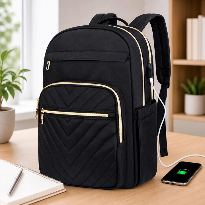 Stylish Women's Tech Backpack – USB & 15.6" – Carriro