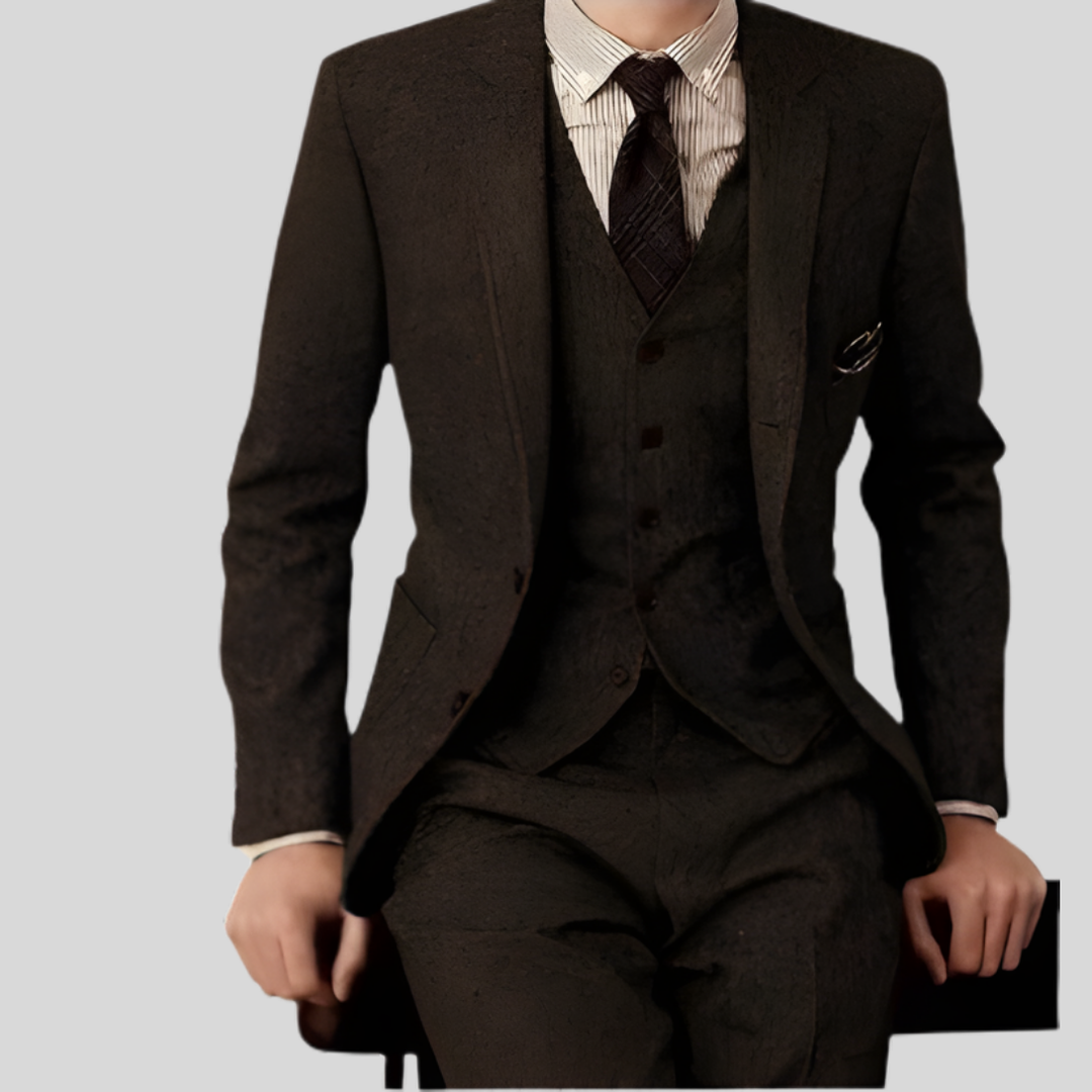 Men’s Three‑Piece Suit Slim-Fit Trousers