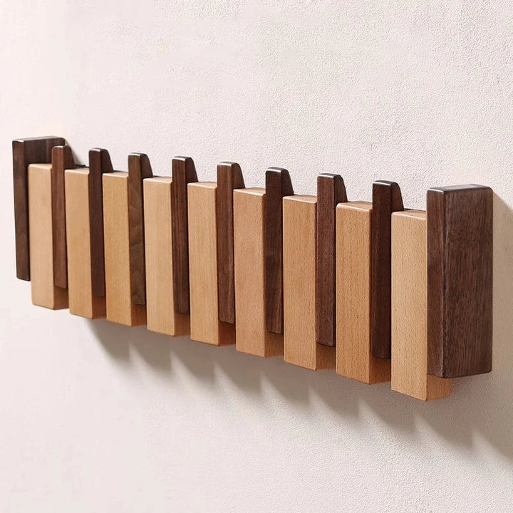 Wooden Wall Coat Rack – Foldable Hooks with Minimalist Design