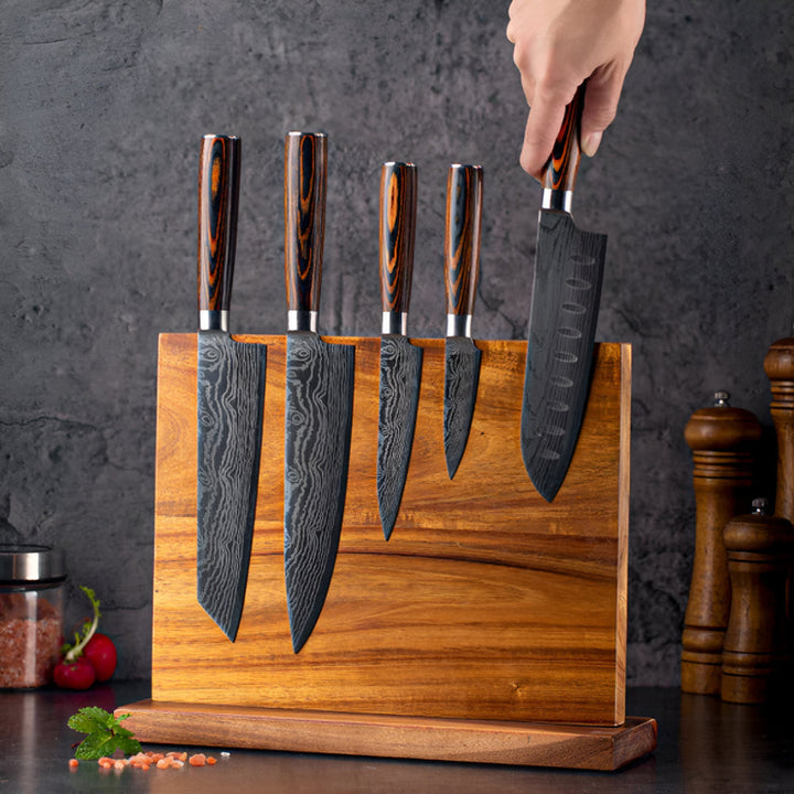 Efficient Kitchen Storage Magnetic Wood Knife Block