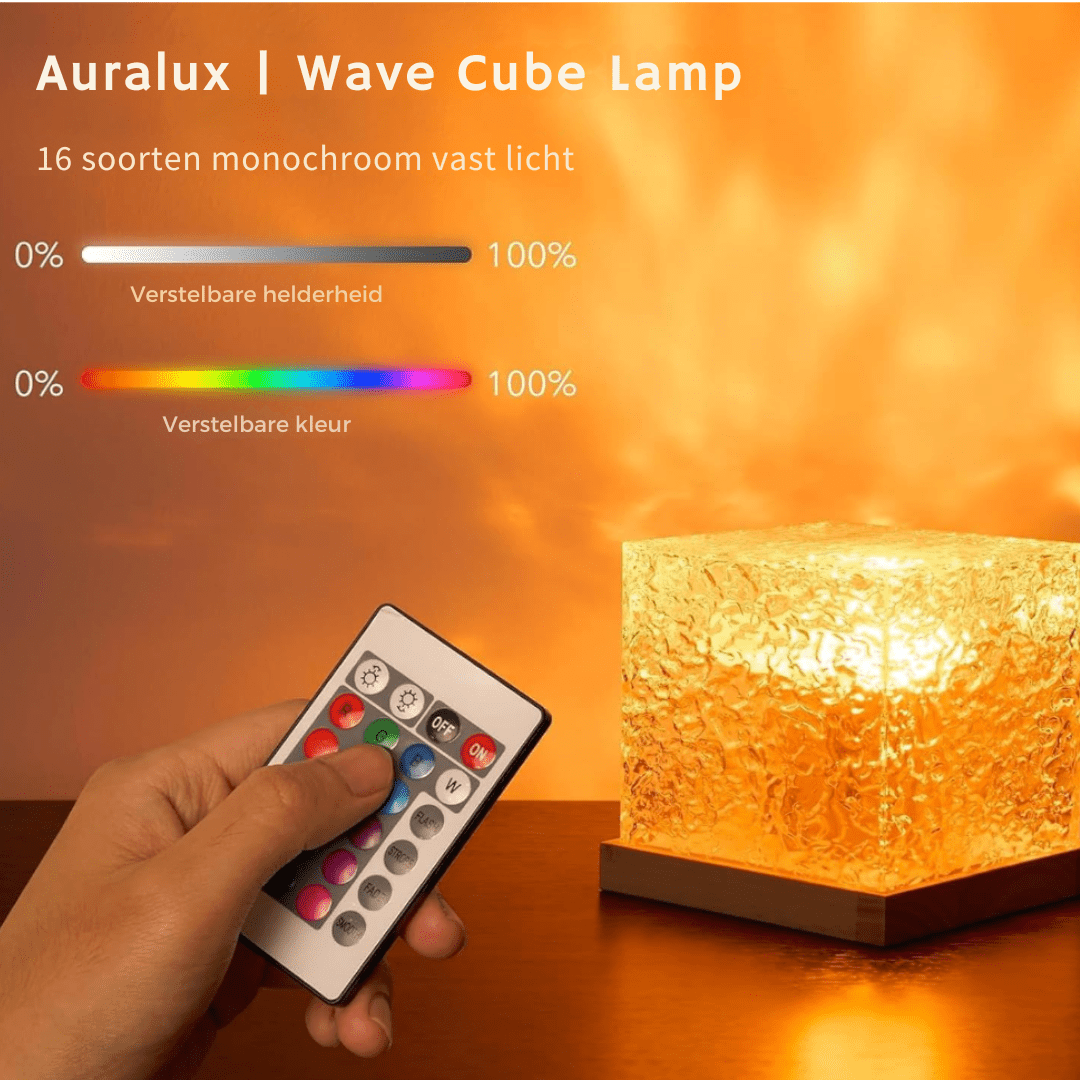 Wave Cube LED Table Lamp with Flowing Coloured Light Waves