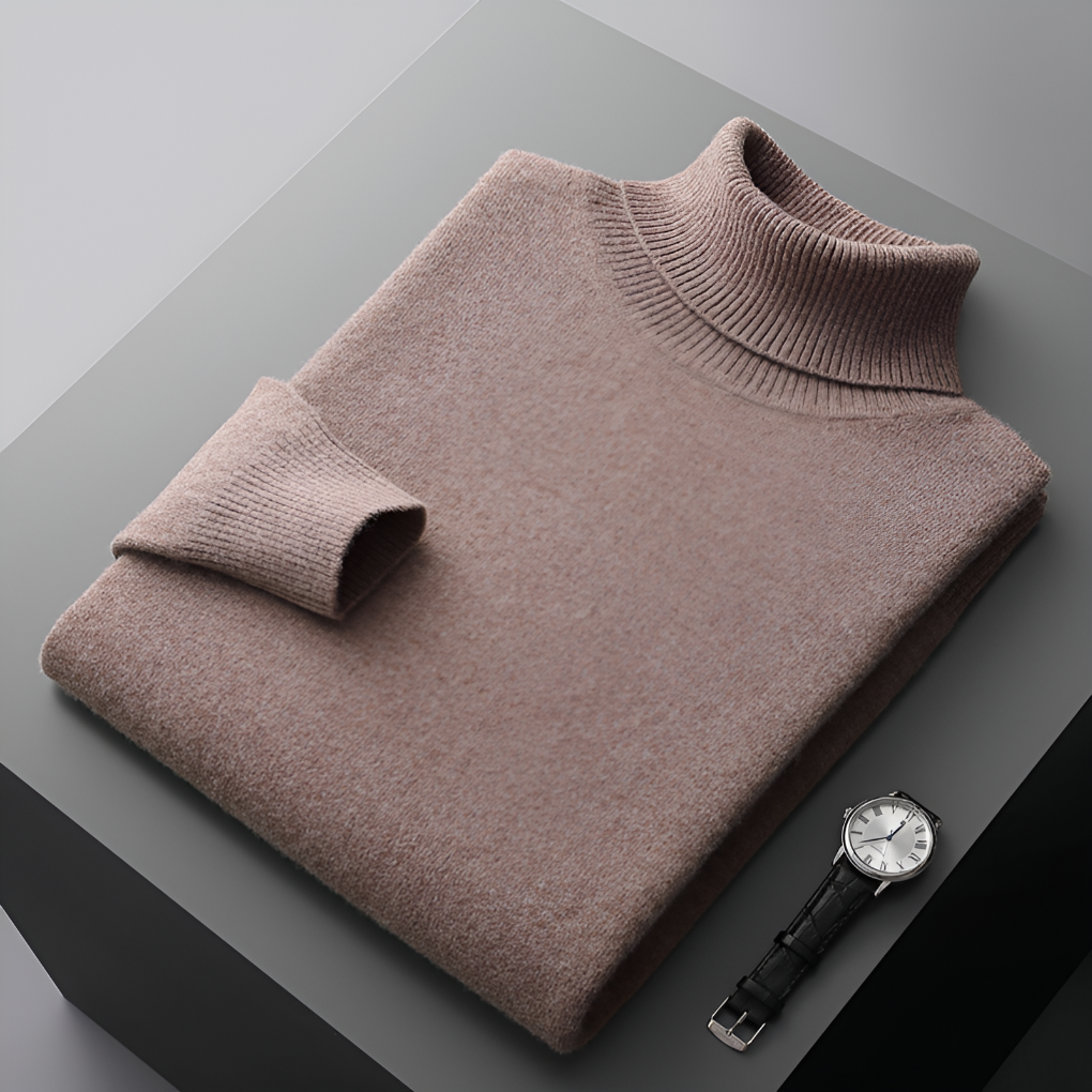 High-Quality Men’s Fine Wool-like Turtleneck Sweater