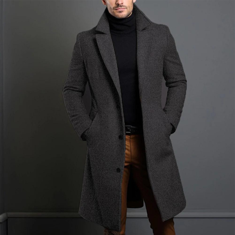 Men's wool overcoat – tailored long winter coat for work and city wear