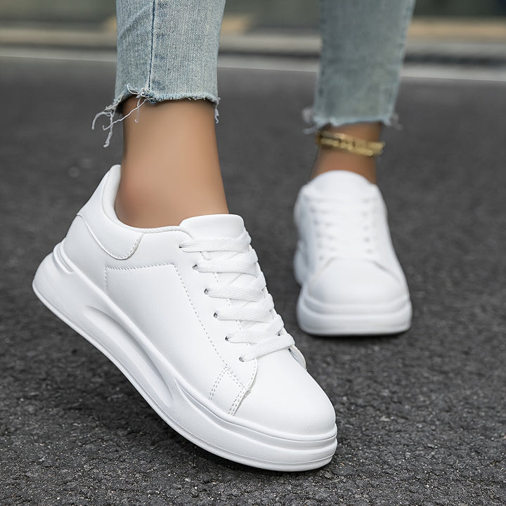 Women's Clean White Leather Sneakers