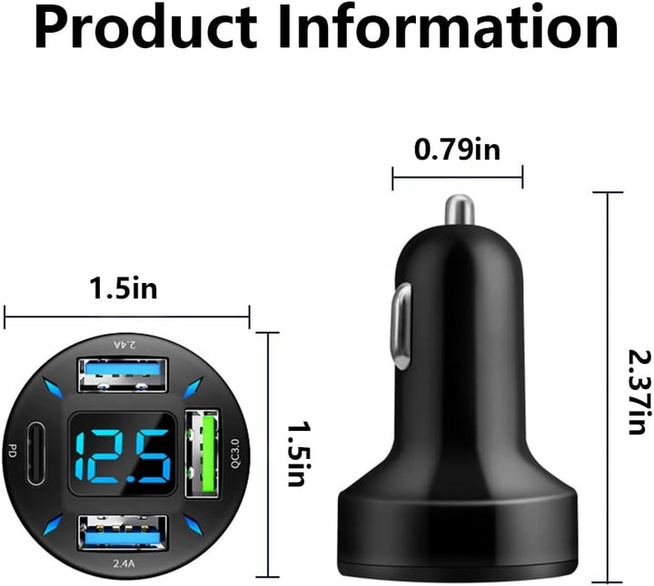 66W Super-Fast Car Charger with USB PD & QC 3.0 – Universal for 12-24V Cigarette Lighter Sockets
