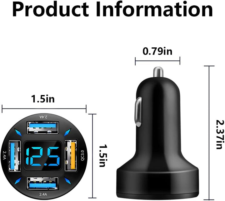 66W Super-Fast Car Charger with USB PD & QC 3.0 – Universal for 12-24V Cigarette Lighter Sockets