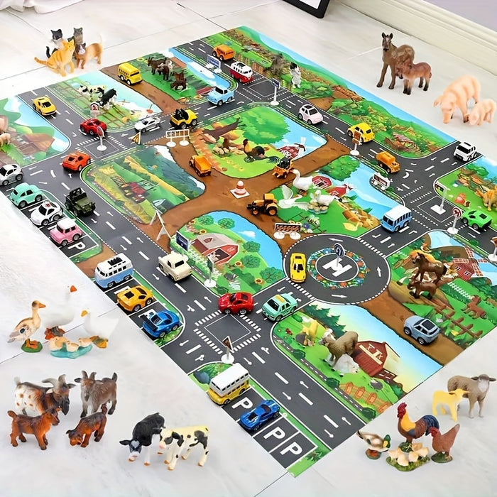 Kids' Play Mat with Farm and Traffic Theme - DuoPlay
