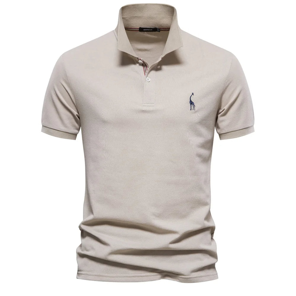 Luxe Cotton Polo with Deer Embroidery