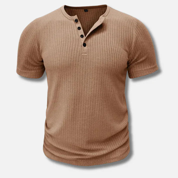 Slim-Fit Henley T-Shirt for Men with Button Closure
