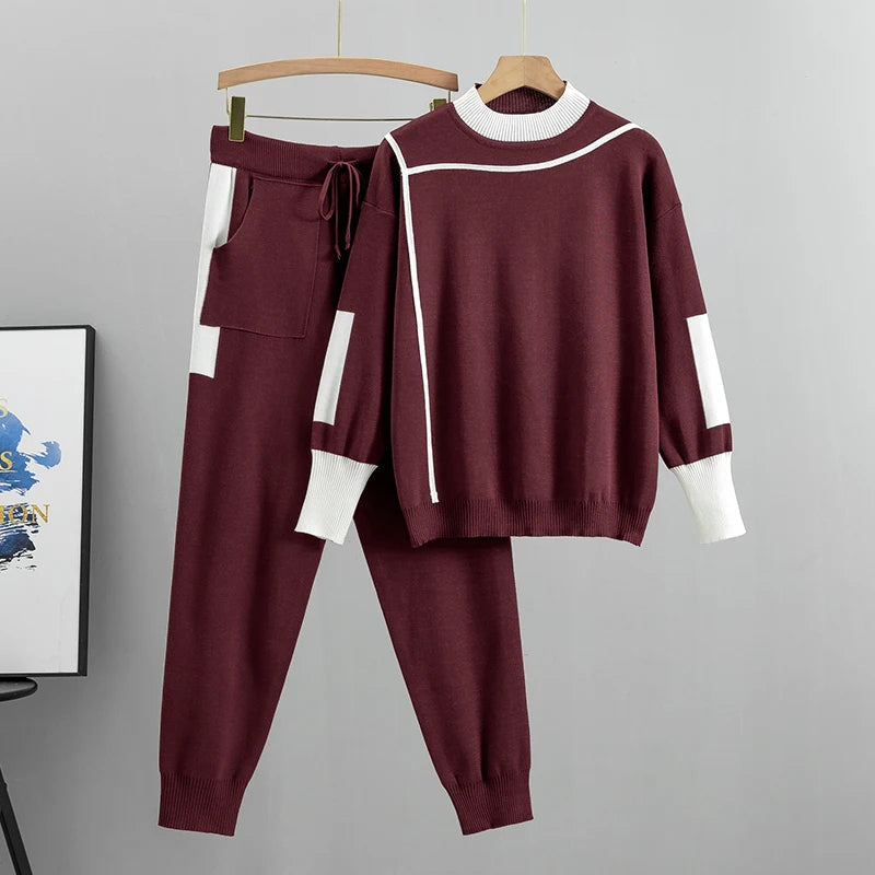 CozyKnits Warm Knitted 2-Piece Set for Women