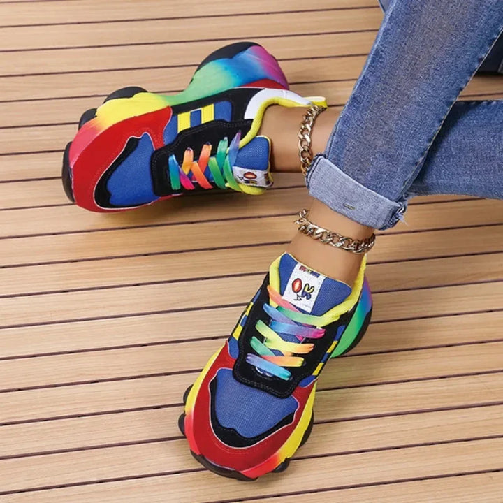Trendy Multicolor Sneakers with Platform Sole