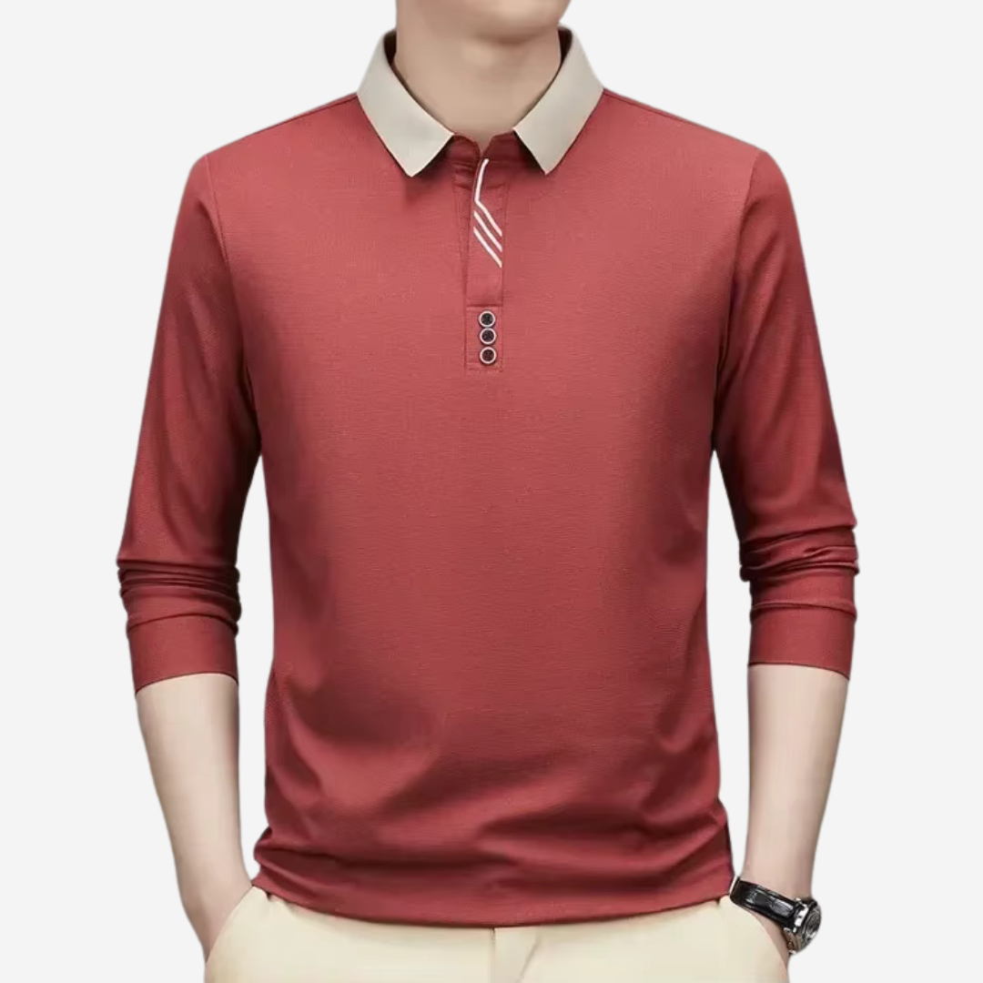 Casual Long-Sleeve Polo for Men