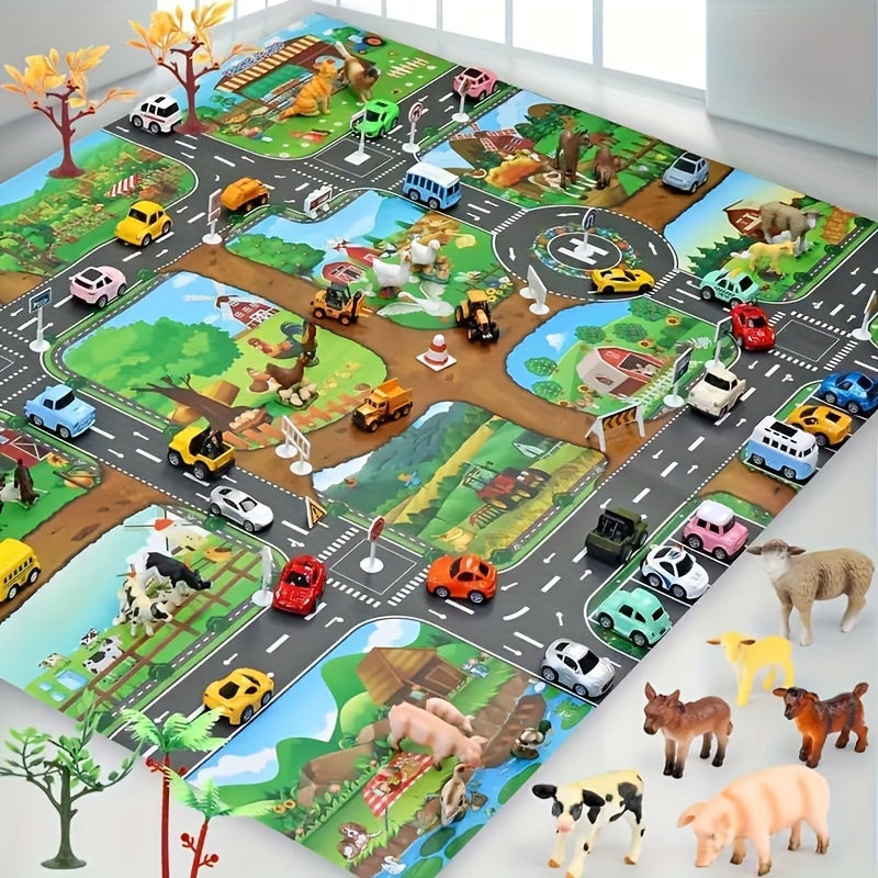 Kids' Play Mat with Farm and Traffic Theme - DuoPlay