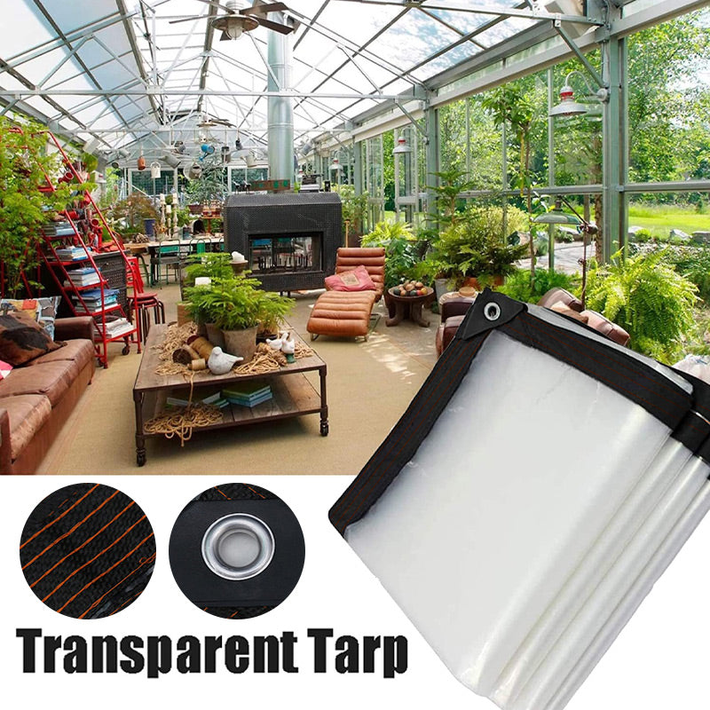 Transparent weatherproof protective sheet for garden, patio and outdoor use