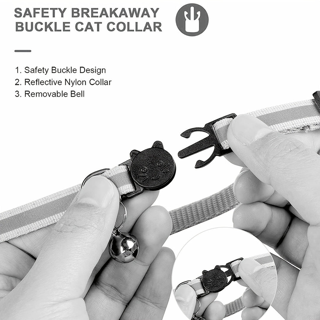 Reflective Cat Collar – Safety Buckle and Bell for Increased Visibility