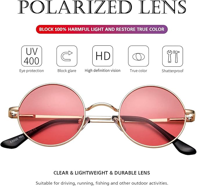 Retro Round Polarised Sunglasses - Lennon