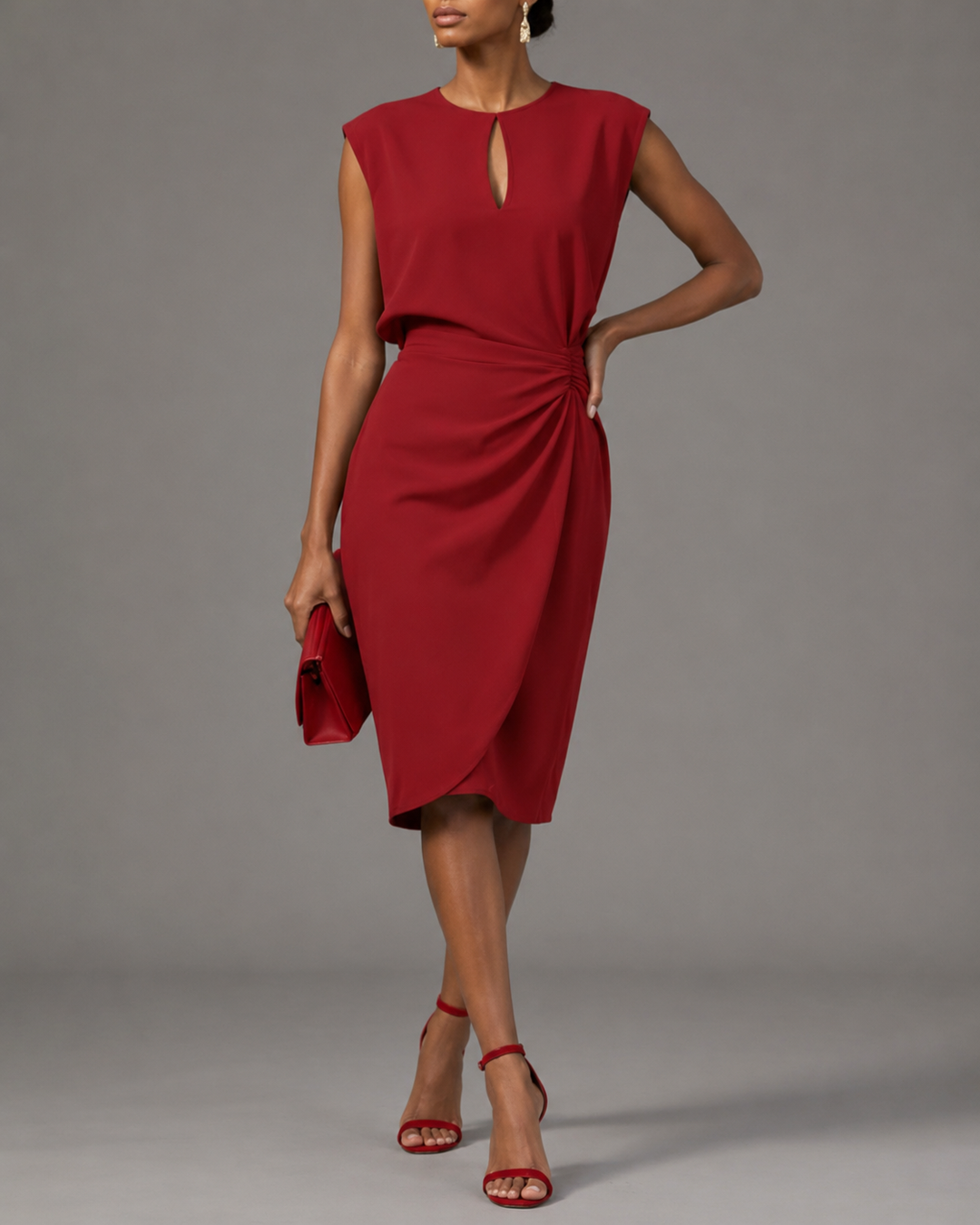 Rochelle™ | Tummy-Concealing Draped Midi Dress