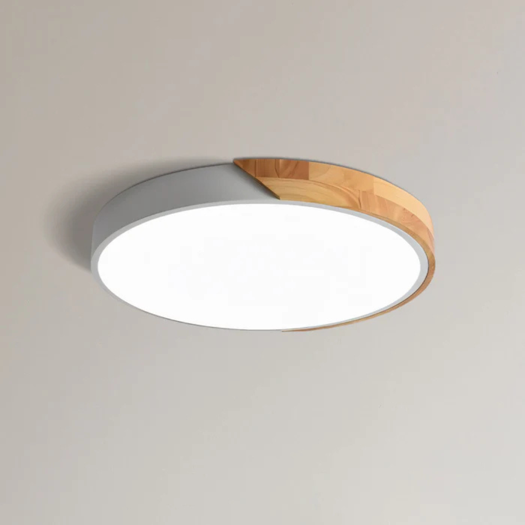 Delos Scandi Wooden Ceiling Light | Natural LED Designer Light