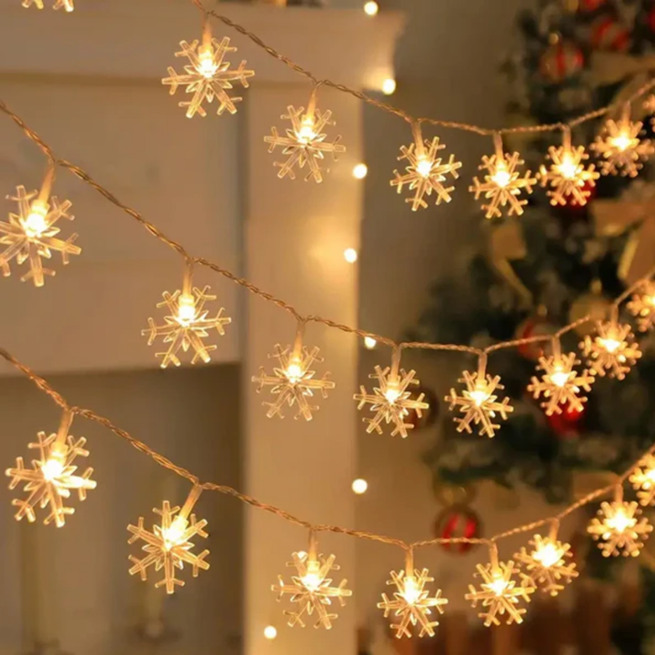 LED Snowflake String Lights