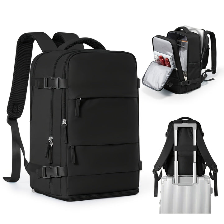 Multifunctional Travel and Day Backpack with Shoe Compartment and Waterproof Sections