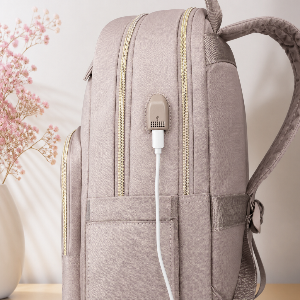 Stylish Women's Tech Backpack – USB & 15.6" – Carriro