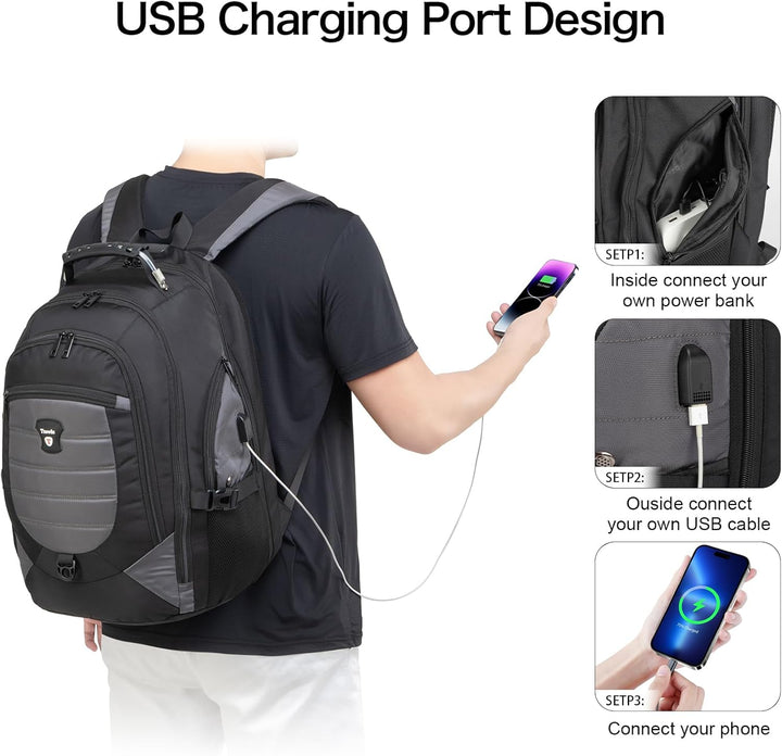Waterproof Anti-Theft Backpack for Laptop and Travel with USB Port – 45 cm