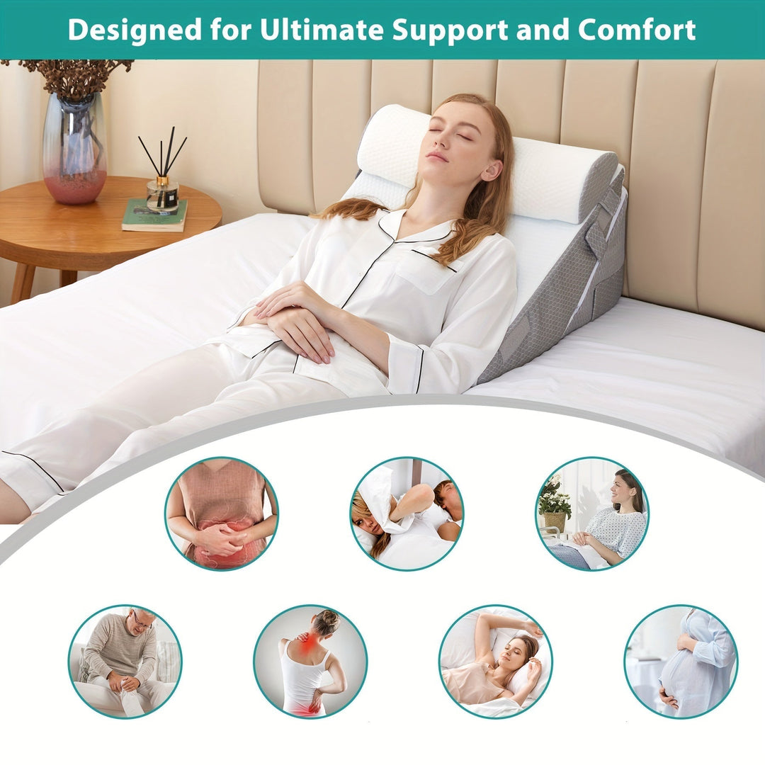 RelaxPlus Adjustable Orthopaedic Wedge Pillow - Premium 7-in-1 Memory Foam Support System