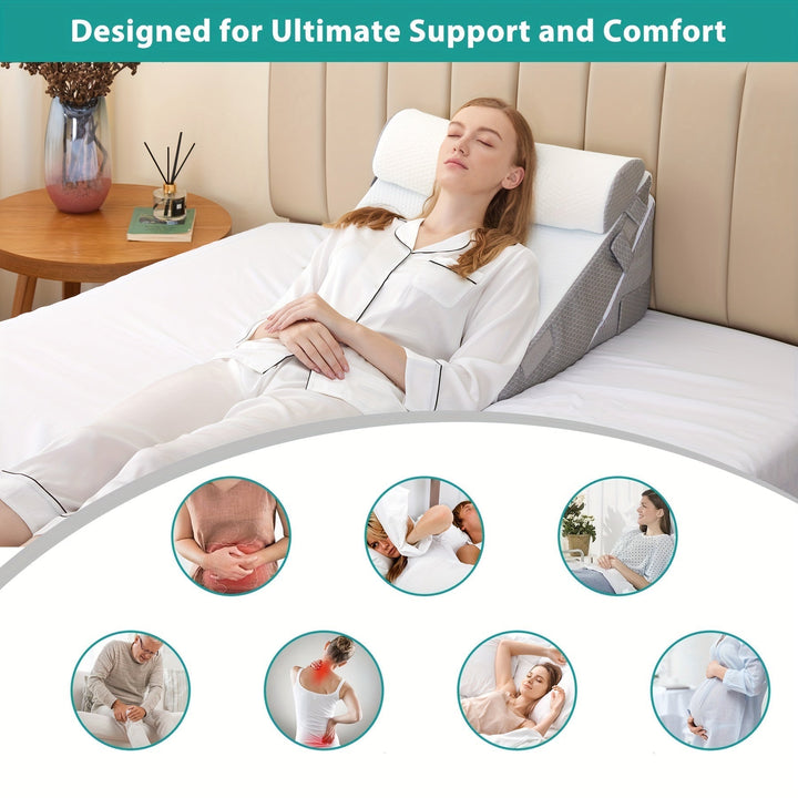 RelaxPlus Adjustable Orthopaedic Wedge Pillow - Premium 7-in-1 Memory Foam Support System