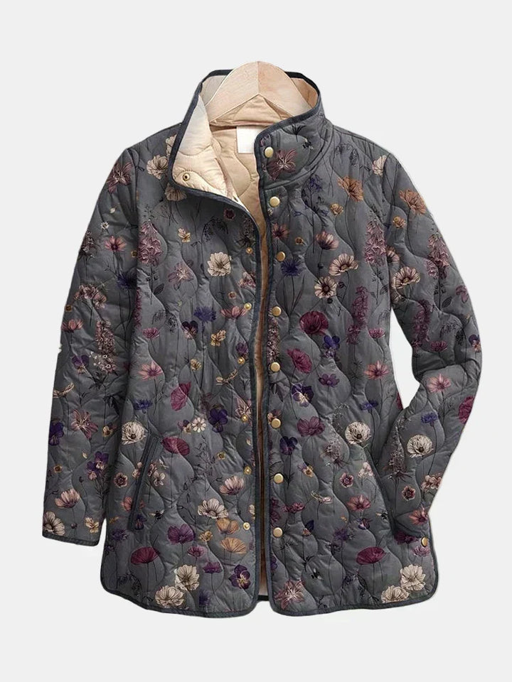 Vintage floral quilted jacket - lightweight padded coat