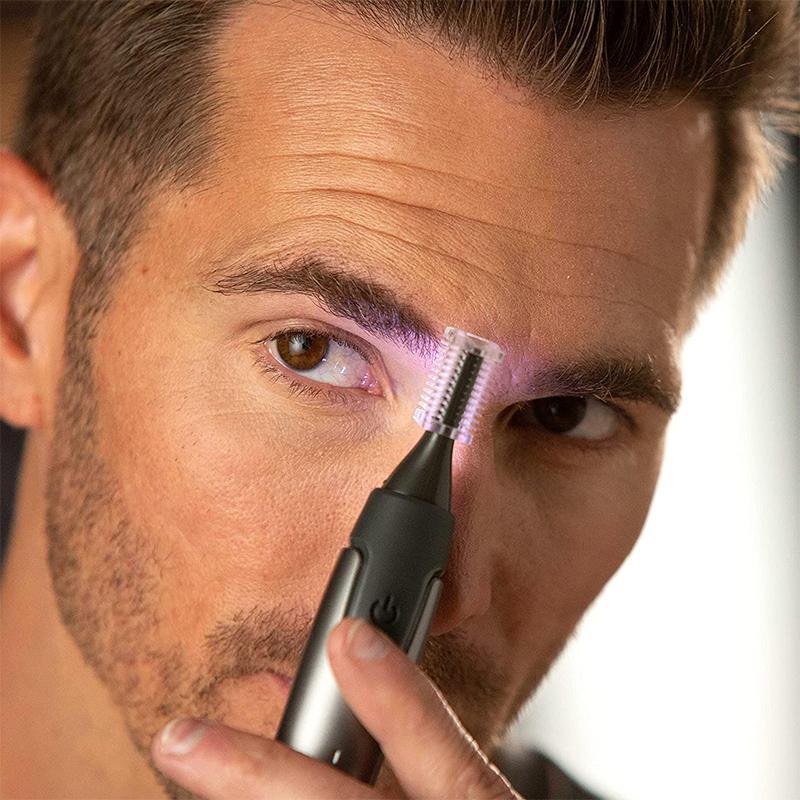 Professional Ultra-Thin Precision Trimmer | Titanium Stainless Steel Blades | Built-In LED Light | Micro-Oscillation Technology | For Nose, Ears and Contours