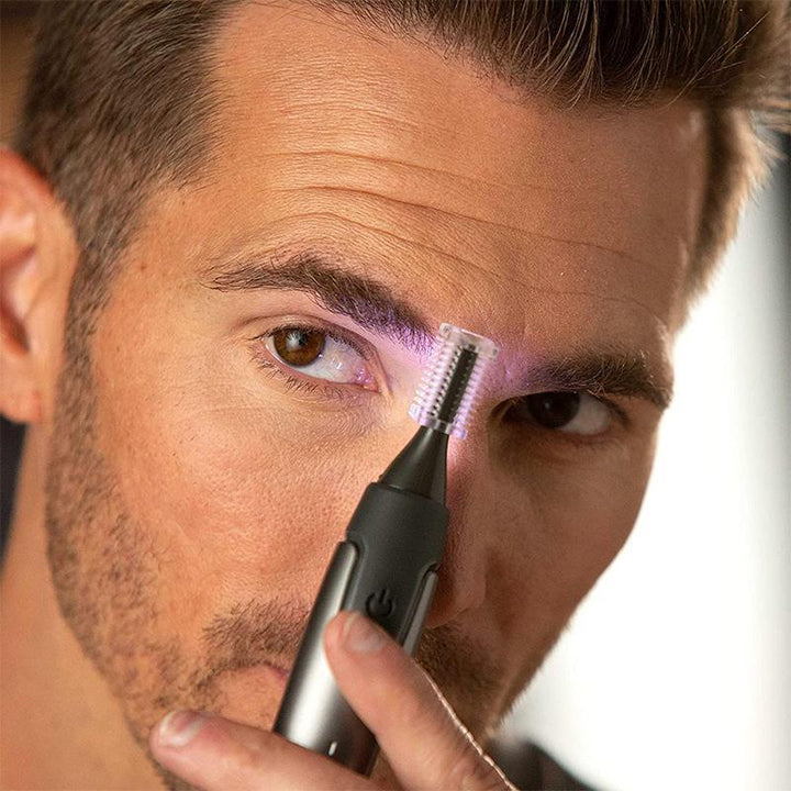 Professional Ultra-Thin Precision Trimmer | Titanium Stainless Steel Blades | Built-In LED Light | Micro-Oscillation Technology | For Nose, Ears and Contours