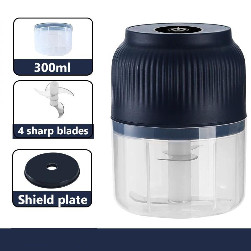 USB Rechargeable Mini Chopper with 4 Stainless Steel Blades, 300 ml Bowl
