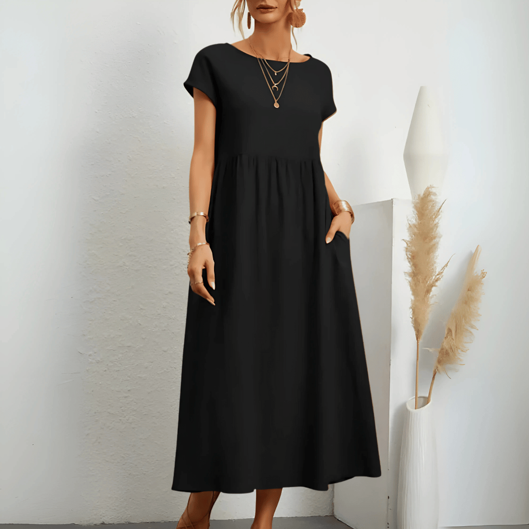 Women’s Vintage Cotton Linen Maxi Dress