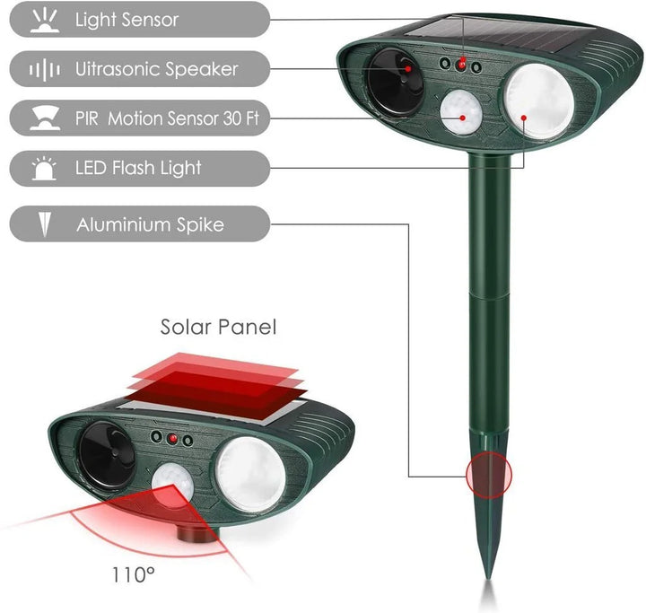 Motion-Activated Solar Ultrasonic Animal Repeller
