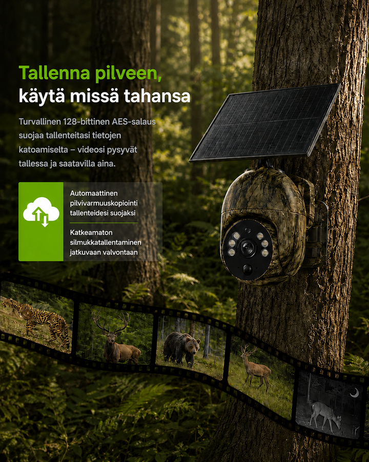 Solar-Powered Wireless Security Camera with 4G LTE or Wi-Fi, 2K, PTZ, Night Vision