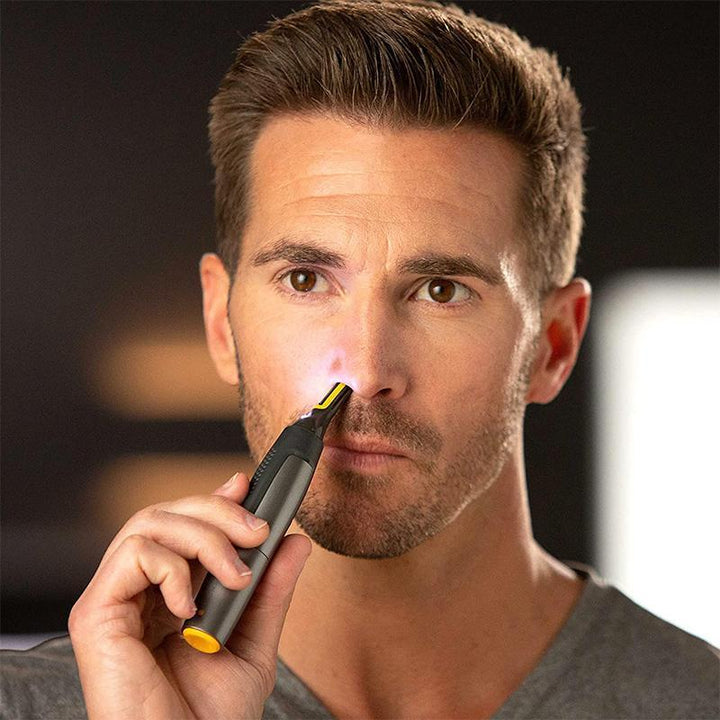 Professional Ultra-Thin Precision Trimmer | Titanium Stainless Steel Blades | Built-In LED Light | Micro-Oscillation Technology | For Nose, Ears and Contours