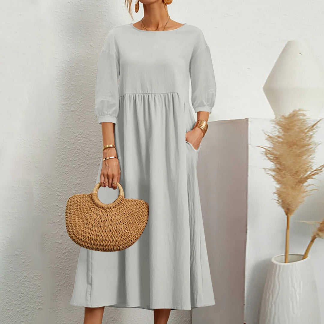 Casual Loose Patchwork Midi Dress Effortless Style Meets Everyday Comfort