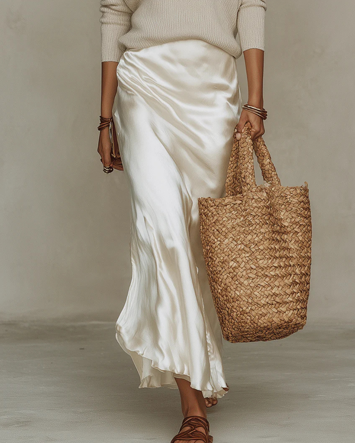 Satin Midi Dress with Cosy Jumper Set