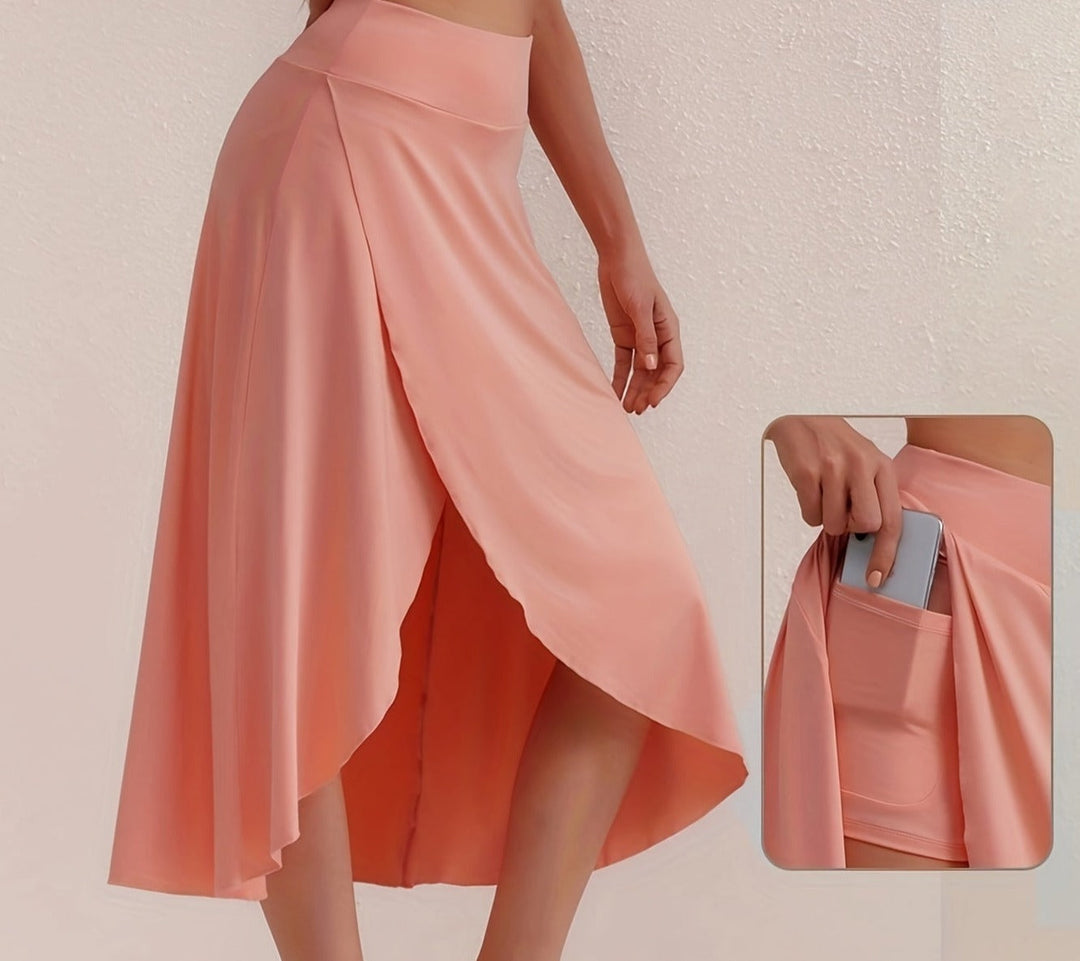 Sporty High-Waisted Skirt with Asymmetric Cut - Alexia