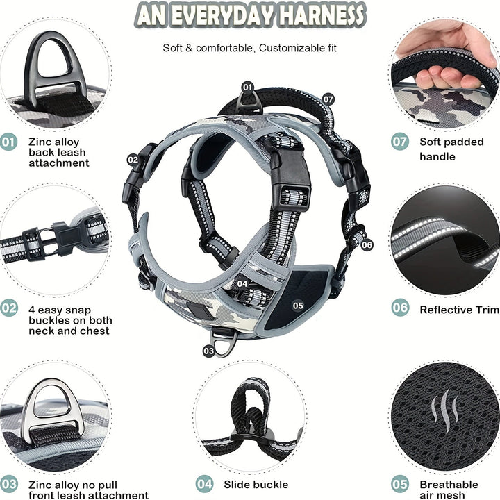 Reflective No-Pull Dog Harness – Easy Walking and Training with Handle