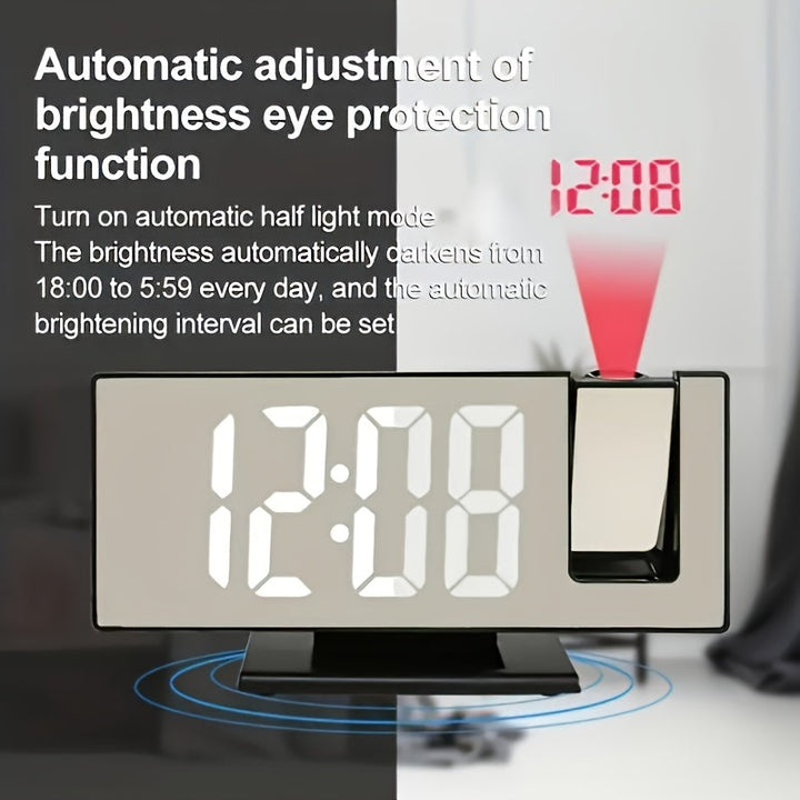 Digital Projection Alarm Clock – Large LED Display and Multifunctional Alarm Feature
