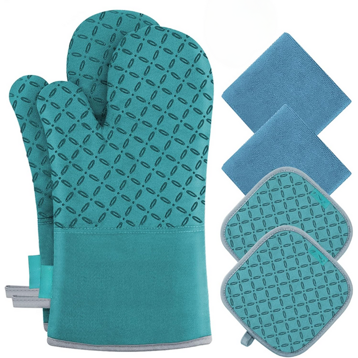 6-Piece Heat-Resistant Oven Glove and Pot Holder Set